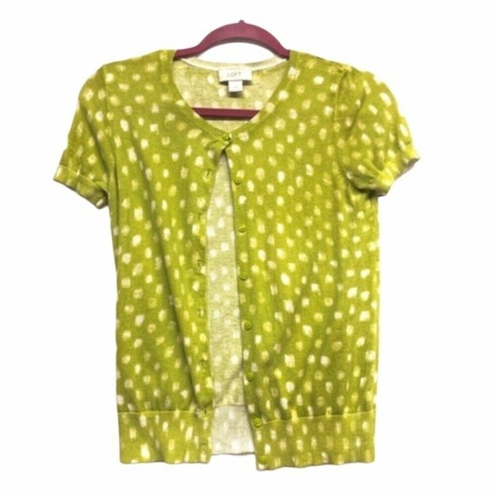 LOFT cardigan woman’s Lime green short sleeve cardigan xsmall